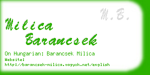 milica barancsek business card
